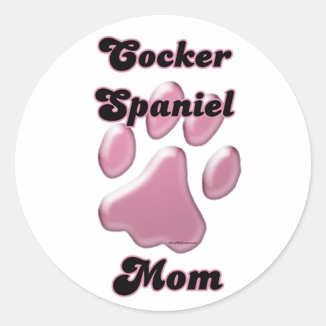 Cocker Spaniel Mum Pink Pawprint  - Sticker (Front)
