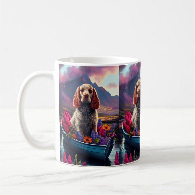 Cocker Spaniel on a Paddle: A Scenic Adventure Coffee Mug (Left)