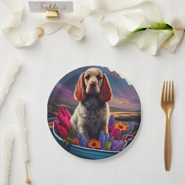 Cocker Spaniel on a Paddle: A Scenic Adventure Paper Plate (Wedding)