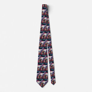 Cocker Spaniel on a Paddle: A Scenic Adventure Tie