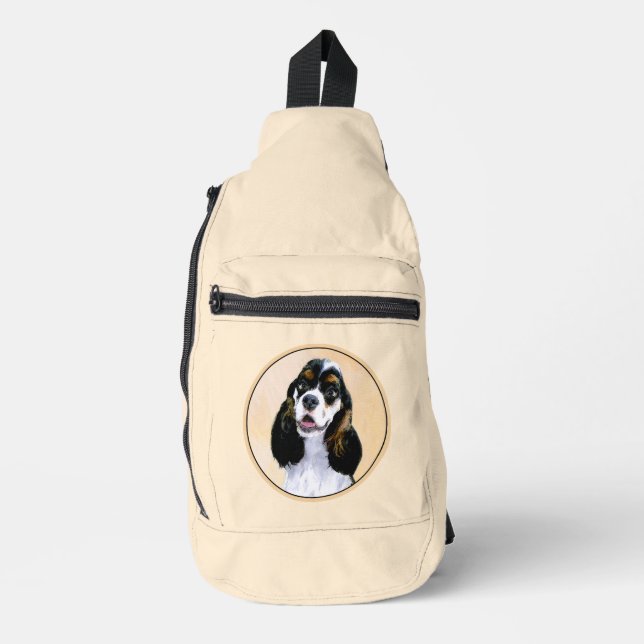Cocker Spaniel Painting Parti Tan Original Dog Art Sling Bag (Front)