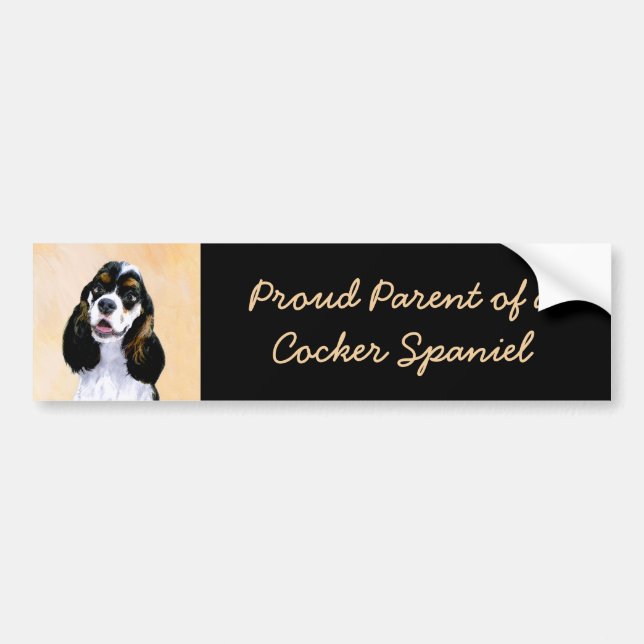 Cocker Spaniel (Parti) Painting - Original Dog Art Bumper Sticker (Front)
