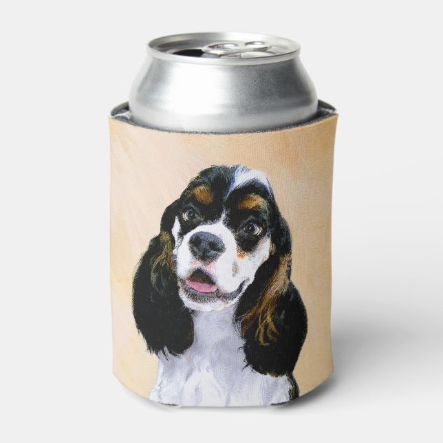 Cocker Spaniel (Parti) Painting - Original Dog Art Can Cooler (Can Front)