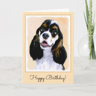 Cocker Spaniel (Parti) Painting - Original Dog Art Card