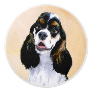Cocker Spaniel (Parti) Painting - Original Dog Art Ceramic Knob