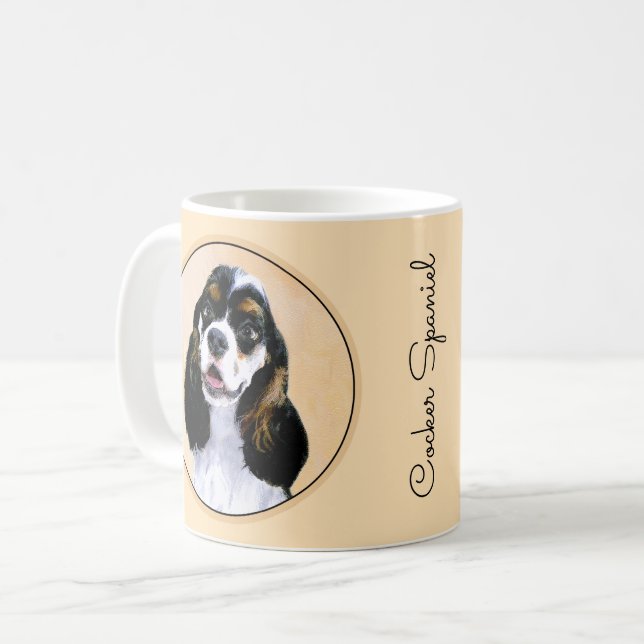 Cocker Spaniel (Parti) Painting - Original Dog Art Coffee Mug (Front Left)
