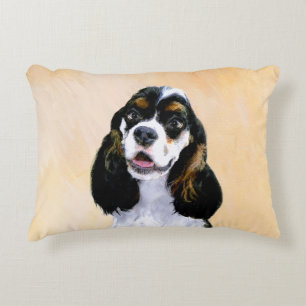 Cocker Spaniel (Parti) Painting - Original Dog Art Decorative Cushion