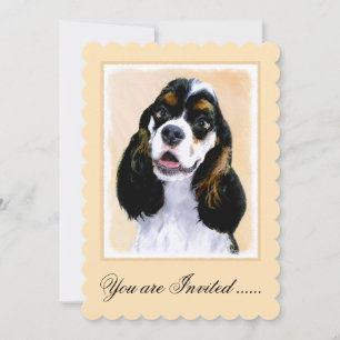 Cocker Spaniel (Parti) Painting - Original Dog Art Invitation