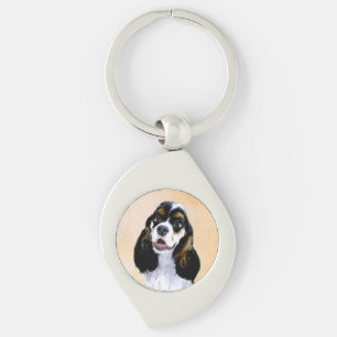 Cocker Spaniel (Parti) Painting - Original Dog Art Key Ring