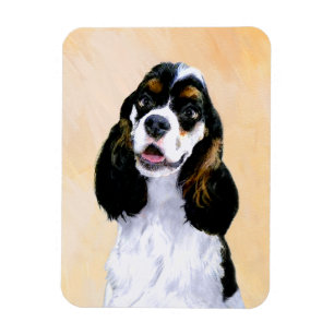Cocker Spaniel (Parti) Painting - Original Dog Art Magnet