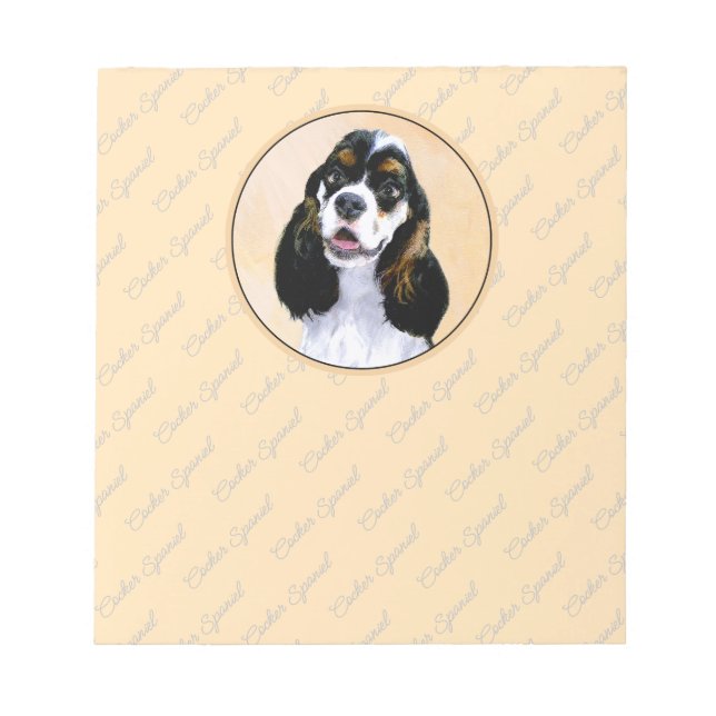 Cocker Spaniel (Parti) Painting - Original Dog Art Notepad (Front)