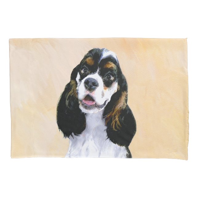 Cocker Spaniel (Parti) Painting - Original Dog Art Pillowcase (Front)