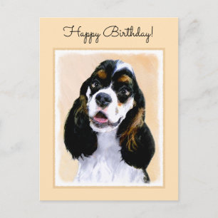 Cocker Spaniel (Parti) Painting - Original Dog Art Postcard