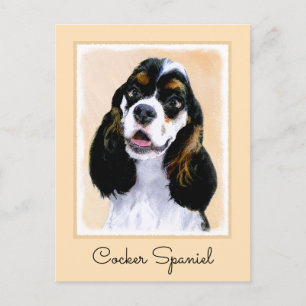 Cocker Spaniel (Parti) Painting - Original Dog Art Postcard