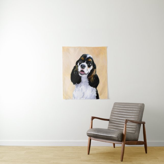 Cocker Spaniel (Parti) Painting - Original Dog Art Tapestry (In Situ)