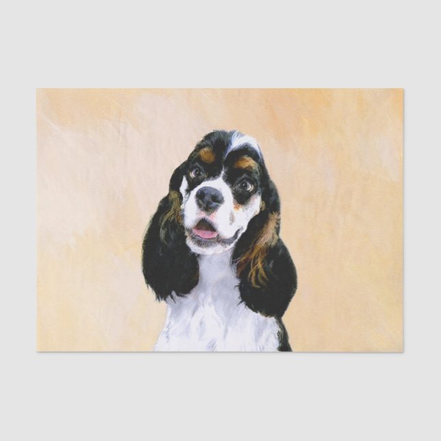 Cocker Spaniel (Parti) Painting - Original Dog Art Tissue Paper (Front)