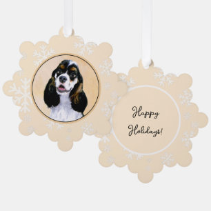 Cocker Spaniel (Parti) Painting - Original Dog Art Tree Decoration Card
