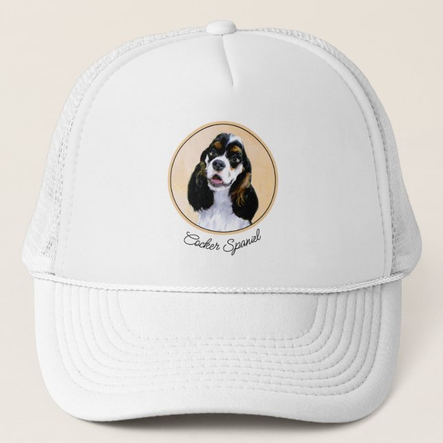 Cocker Spaniel (Parti) Painting - Original Dog Art Trucker Hat (Front)