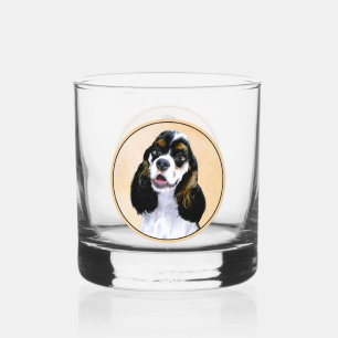 Cocker Spaniel (Parti) Painting - Original Dog Art Whiskey Glass