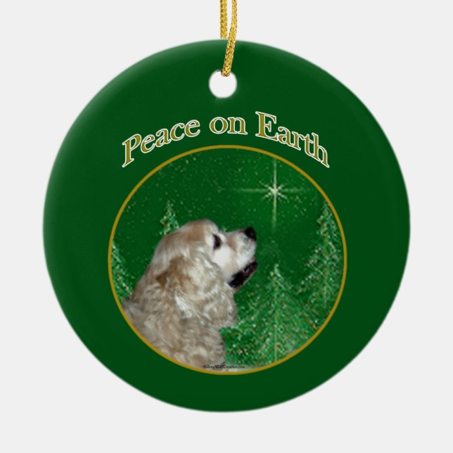 Cocker Spaniel Peace Ceramic Tree Decoration (Front)
