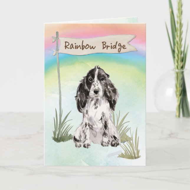 Cocker Spaniel Pet Sympathy Over Rainbow Bridge Card (Front)