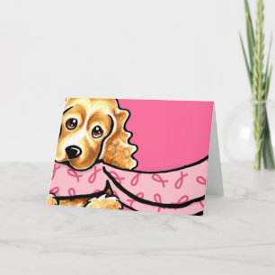 Cocker Spaniel Pink Ribbon Scarf BCA Card