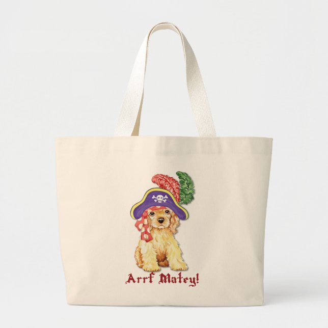 Cocker Spaniel Pirate Large Tote Bag (Front)