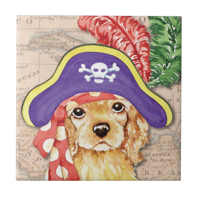 Cocker Spaniel Pirate Tile (Front)