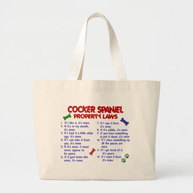 COCKER SPANIEL Property Laws 2 Large Tote Bag (Front)