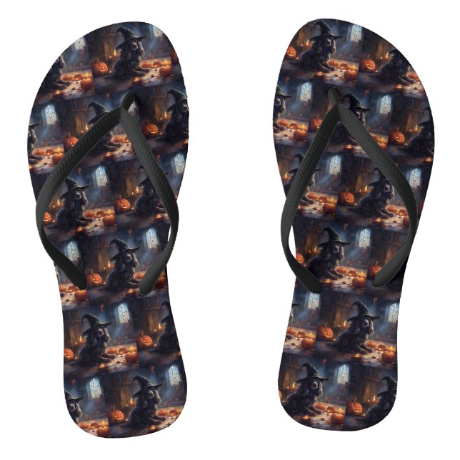 Cocker Spaniel Pumpkins Halloween Scary Flip Flops (Footbed)