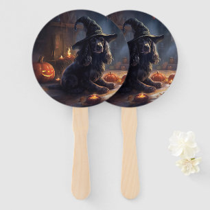 Cocker Spaniel Pumpkins Halloween Scary Hand Fan