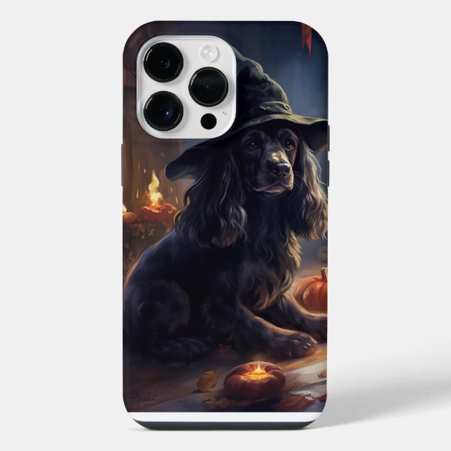 Cocker Spaniel Pumpkins Halloween Scary iPhone Case (Back)