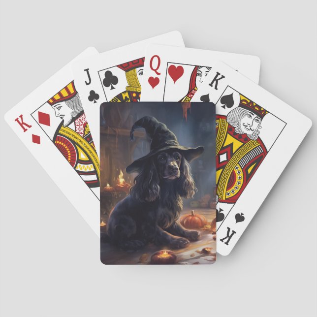 Cocker Spaniel Pumpkins Halloween Scary Playing Cards (Back)