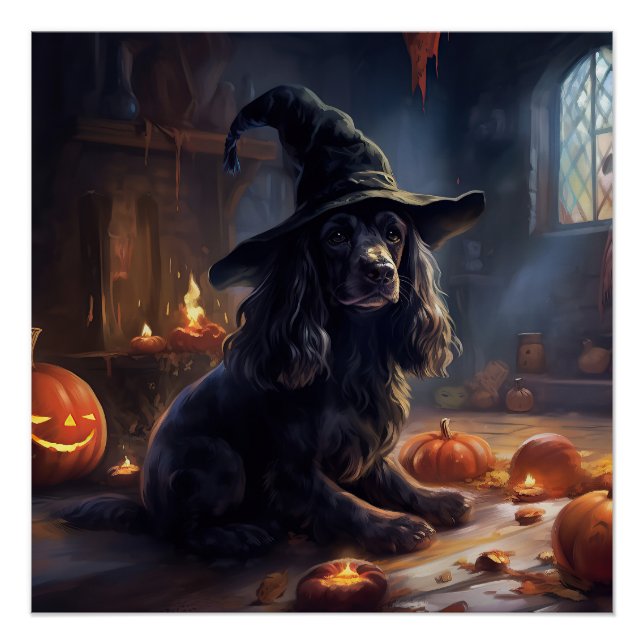 Cocker Spaniel Pumpkins Halloween Scary Poster (Front)