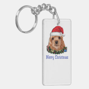 Cocker spaniel puppie christmas key ring
