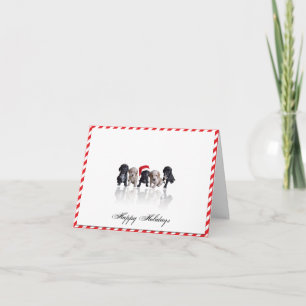 Cocker Spaniel Puppies in Santa Hat Christmas Card