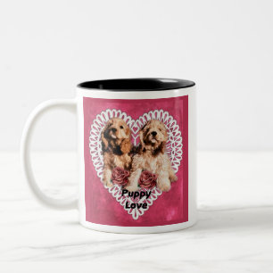 Cocker Spaniel Puppies Valentines Two-Tone Coffee Mug
