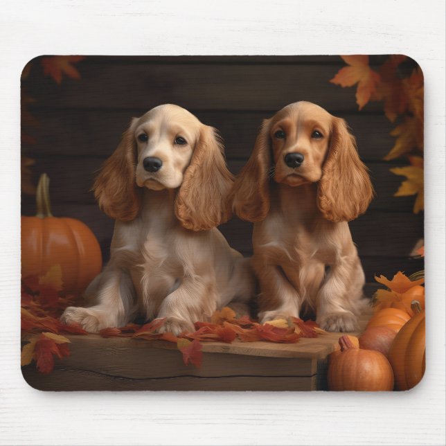 Cocker Spaniel Puppy Autumn Delight Pumpkin  Mouse Mat (Front)