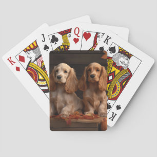 Cocker Spaniel Puppy Autumn Delight Pumpkin  Playing Cards