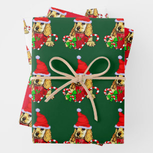 Cocker Spaniel Puppy Christmas Wrapping Paper Sheet