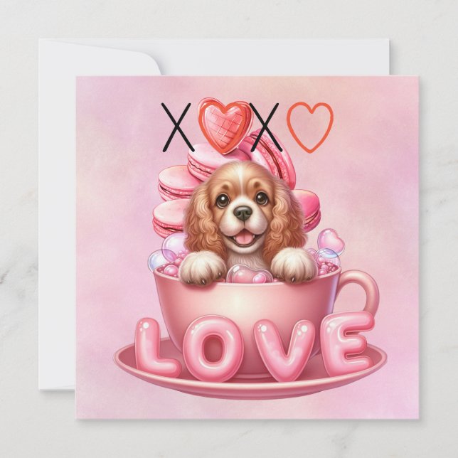 Cocker Spaniel Puppy Dog for Valentine's Day Holiday Card (Front)