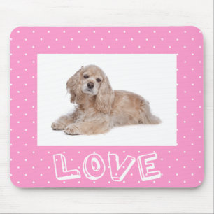 Cocker Spaniel Puppy Love Pink Polka Dot  Mousepad