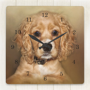 Cocker Spaniel  Puppy Square Wall Clock