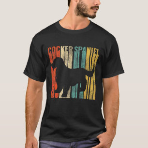 Cocker Spaniel Retro 1970s Dog Silhouette Cracked  T-Shirt