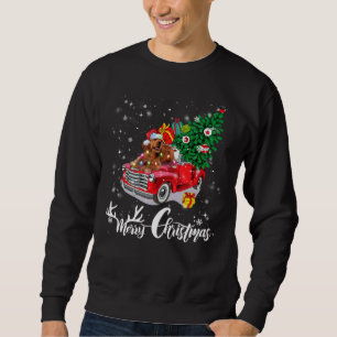 Cocker Spaniel Rides Red Truck Christmas Pajama Sweatshirt