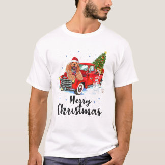 Cocker Spaniel Rides Red Truck Christmas Pajama T-Shirt