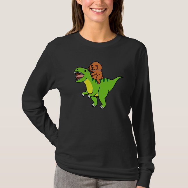 Cocker Spaniel Riding Rex Dinosaur Dog T-Shirt (Front)