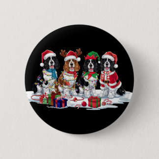 Cocker Spaniel Santa hat antlers elf Christmas 6 Cm Round Badge