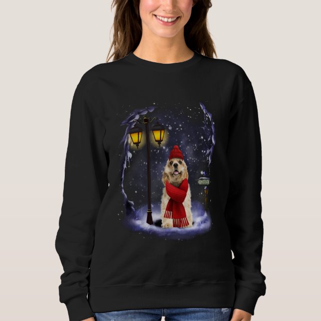 Cocker Spaniel Santa Snow Christmas Light Winter P Sweatshirt (Front)