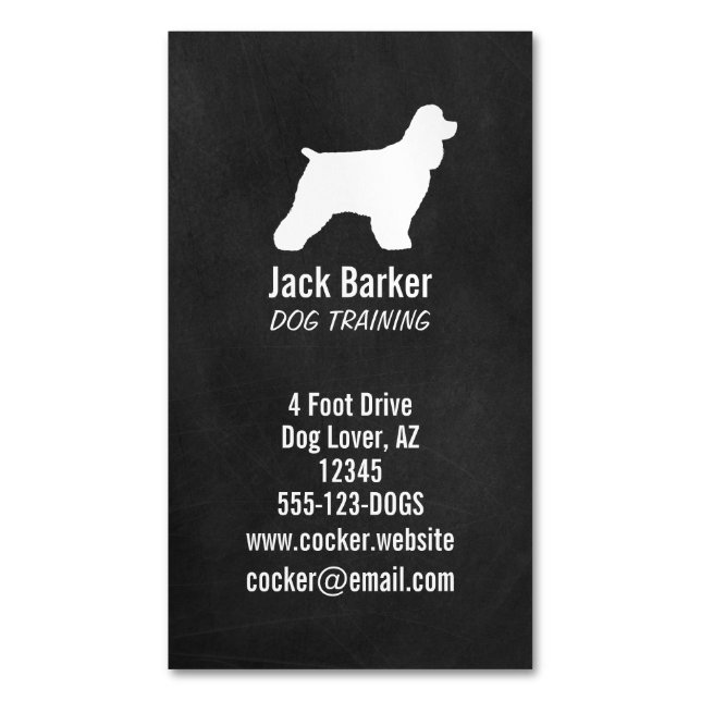 Cocker Spaniel Silhouette Dog Breed Vertical Magnetic Business Card (Front Vertical)